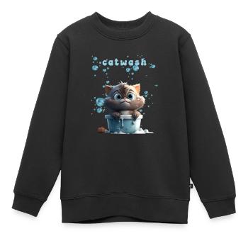 Drôle de chat Motif Chat Chat Chat Chat Lingerie - Sweat Premium enfant bio - noir - Devant - AI Model Kid Female (0cm)