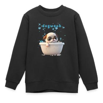 Funny Dog Motif Pet Dog Lingerie - Sweat Premium enfant bio - noir - Devant - AI Model Kid Female (0cm)