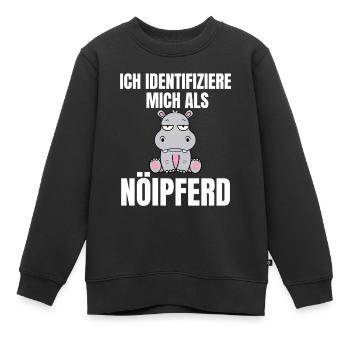 Gelangweiltes Nilpferd / Nölpferd / Keinen Bock - Kinder Premium Organic Sweatshirt - Schwarz - Vorne - AI Model Kid Female (0cm)