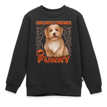 Bichon Havaneser Hund, vintage Aquarell, Rassehund - Kinder Premium Organic Sweatshirt - Schwarz - Vorne - AI Model Kid Female (0cm)