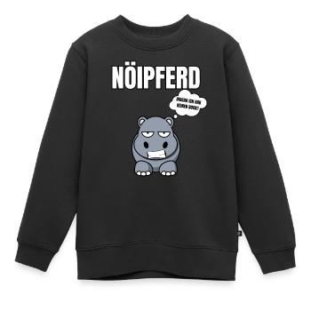 Gelangweiltes Nilpferd / Nölpferd / Keinen Bock - Kinder Premium Organic Sweatshirt - Schwarz - Vorne - AI Model Kid Female (0cm)