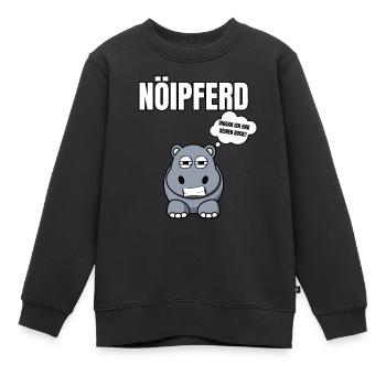 Gelangweiltes Nilpferd / Nölpferd / Keinen Bock - Kinder Premium Organic Sweatshirt - Schwarz - Vorne - AI Model Kid Female (0cm)