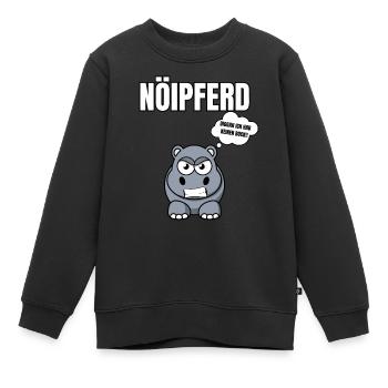 Gelangweiltes Nilpferd / Nölpferd / Keinen Bock - Kinder Premium Organic Sweatshirt - Schwarz - Vorne - AI Model Kid Female (0cm)
