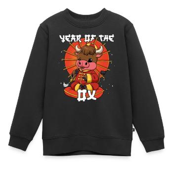 Jahr Des Ochsen Mondneujahrsfest Chinesisches - Kinder Premium Organic Sweatshirt - Schwarz - Vorne - AI Model Kid Female (0cm)