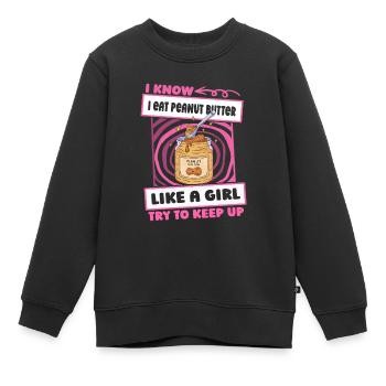Fille au beurre de cacahuète - Sweat Premium enfant bio - noir - Devant - AI Model Kid Female (0cm)
