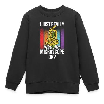 J’aime vraiment mon microscope Microscope - Sweat Premium enfant bio - noir - Devant - AI Model Kid Female (0cm)