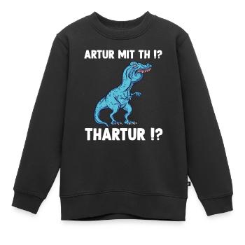 Arthur Meme T-Rex Dinosaurier Artur Namens - Kinder Premium Organic Sweatshirt - Schwarz - Vorne - AI Model Kid Female (0cm)