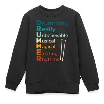 Drummers Drummers Drummers Drummers - Kids Premium Organic Sweatshirt - black - Front - AI Model Kid Female (0cm)