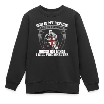 Gott Ist Meine Zuflucht Tempelritter Christlicher - Kinder Premium Organic Sweatshirt - Schwarz - Vorne - AI Model Kid Female (0cm)