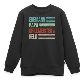 Ehemann Papa Grillmeister Held Vaterschaft - Kinder Premium Organic Sweatshirt - Schwarz - Vorne - AI Model Kid Female (0cm)