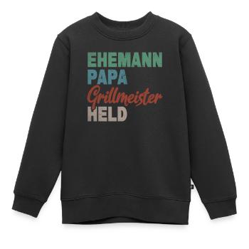 Ehemann Papa Grillmeister Held Vaterschaft - Kinder Premium Organic Sweatshirt - Schwarz - Vorne - AI Model Kid Female (0cm)