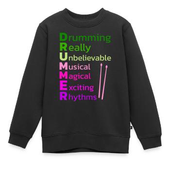 Drummers Drummers Drummers Drummers - Kids Premium Organic Sweatshirt - black - Front - AI Model Kid Female (0cm)