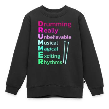 Drummers Drummers Drummers Drummers - Kids Premium Organic Sweatshirt - black - Front - AI Model Kid Female (0cm)