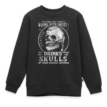 Falsche Gesellschaft, trinkt aus dem Schädel Eures - Kinder Premium Organic Sweatshirt - Schwarz - Vorne - AI Model Kid Female (0cm)