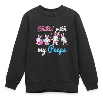 Chillin avec mes oeufs Peeps Amoureux Joyeux roucoulements de Pâques - Sweat Premium enfant bio - noir - Devant - AI Model Kid Female (0cm)