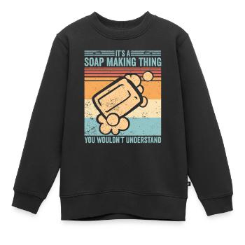 Fabricant de savon amusant - Sweat Premium enfant bio - noir - Devant - AI Model Kid Female (0cm)