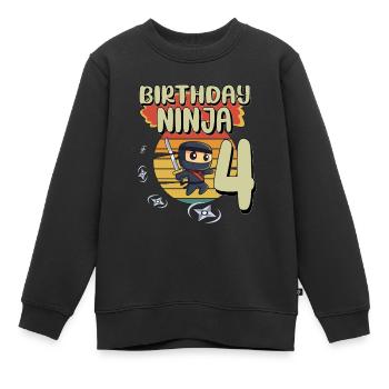 Anniversaire Ninja 4 ans Bday Party Cadeau - Sweat Premium enfant bio - noir - Devant - AI Model Kid Female (0cm)