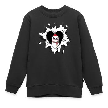 Panda mit Weihnachtsmütze schaut aus zerrissenem - Kinder Premium Organic Sweatshirt - Schwarz - Vorne - AI Model Kid Female (0cm)