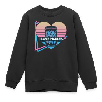 I Love Pickles Gurke Retro - Kinder Premium Organic Sweatshirt - Schwarz - Vorne - AI Model Kid Female (0cm)