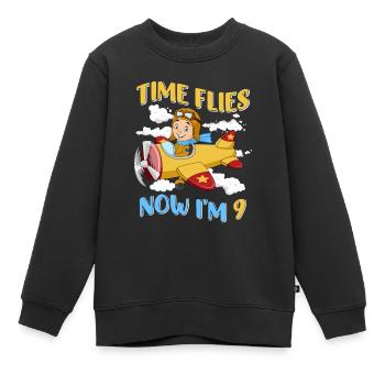 Now i'm 9 - Kinder Premium Organic Sweatshirt - Schwarz - Vorne - AI Model Kid Female (0cm)