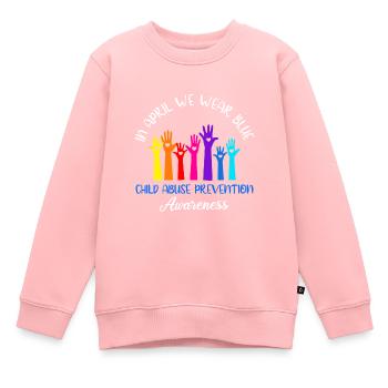 En avril, nous portons du bleu Rainbo pour sensibiliser à la maltraitance des enfants - Sweat Premium enfant bio - rose - Devant - AI Model Kid Female (0cm)