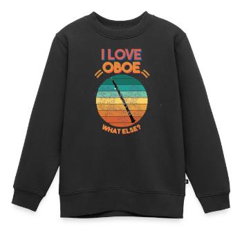 I love Oboe - What else? - Kids Premium Organic Sweatshirt - black - Front - AI Model Kid Female (0cm)