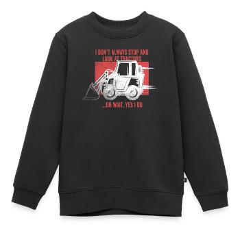 Ich bleibe nicht immer stehen und schaue mir Traktoren an - Kinder Premium Organic Sweatshirt - Schwarz - Vorne - AI Model Kid Female (0cm)