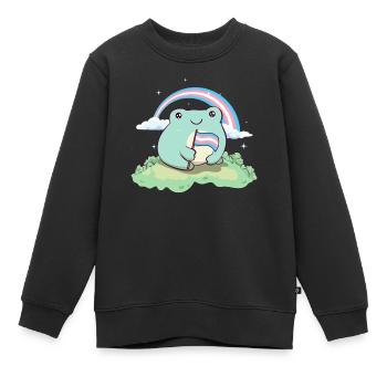 Transgender Stolz Trans Flagge Frosch Subtil LGBTQ - Kinder Premium Organic Sweatshirt - Schwarz - Vorne - AI Model Kid Female (0cm)