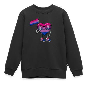 Bi Stolz Bisexuell Flagge Herz Subtil LGBTQ - Kinder Premium Organic Sweatshirt - Schwarz - Vorne - AI Model Kid Female (0cm)