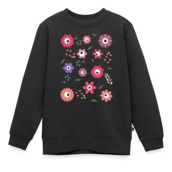 Weirdcore Aesthetic Floral Eyes Pattern - Kids Premium Organic Sweatshirt - black - Front - AI Model Kid Female (0cm)