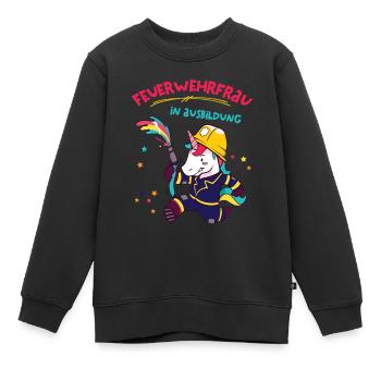 Feuerwehrfrau in Ausbildung Feuerwehr Kind Einhorn - Kinder Premium Organic Sweatshirt - Schwarz - Vorne - AI Model Kid Female (0cm)