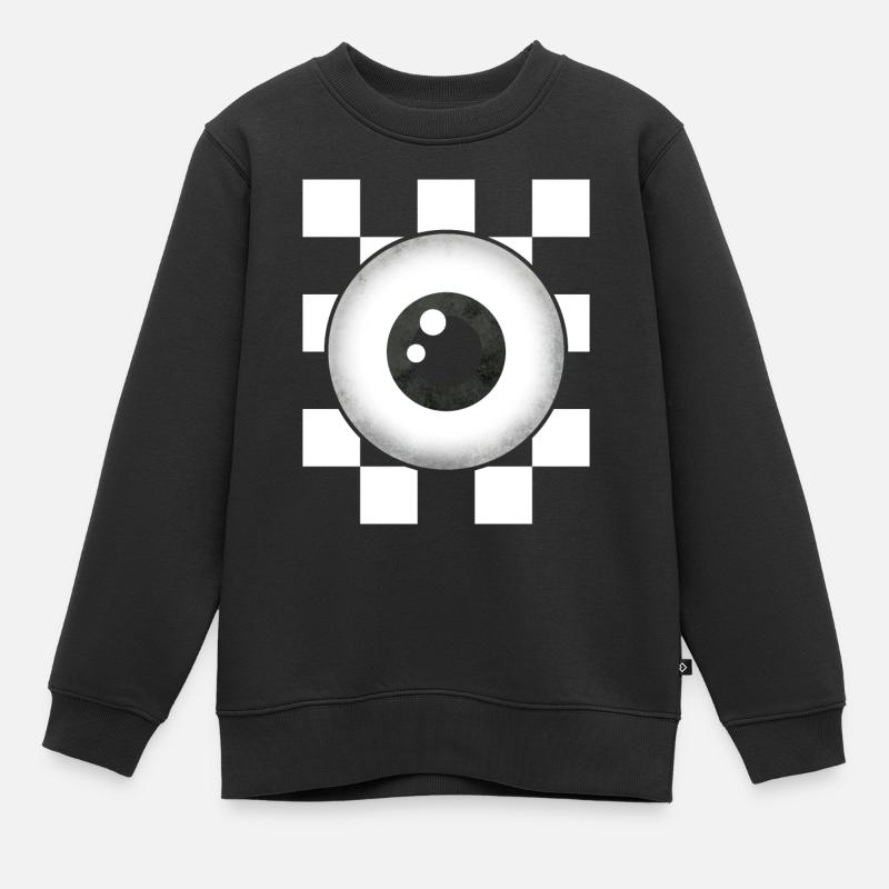 Esthétique bizarre Noir Blanc Globe oculaire en damier - Sweat Premium enfant bio - noir