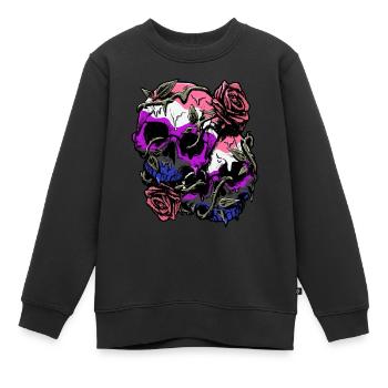Gender Fluid Stolz Flagge Schädel Rosen Subtil LGB - Kinder Premium Organic Sweatshirt - Schwarz - Vorne - AI Model Kid Female (0cm)