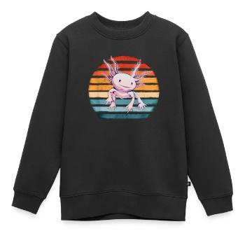 Axolotl Niedlich Kawaii Vintage Axolotl Retro - Kinder Premium Organic Sweatshirt - Schwarz - Vorne - AI Model Kid Female (0cm)