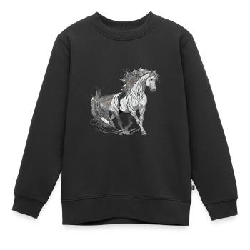 Cheval sauvage - Sweat Premium enfant bio - noir - Devant - AI Model Kid Female (0cm)