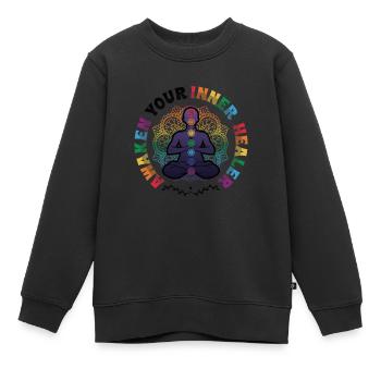 Éveillez votre guérisseur intérieur, Reiki Spirituel - Sweat Premium enfant bio - noir - Devant - AI Model Kid Female (0cm)