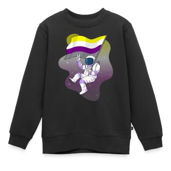 Nicht binär Stolz Flagge Raum Astronaut Subtil LGB - Kinder Premium Organic Sweatshirt - Schwarz - Vorne - AI Model Kid Female (0cm)