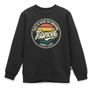 Fiancée Meilleure demande en mariage Cadeau rétro - Sweat Premium enfant bio - noir - Devant - AI Model Kid Female (0cm)