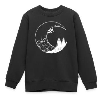 Lune et alpiniste - Sweat Premium enfant bio - noir - Devant - AI Model Kid Female (0cm)