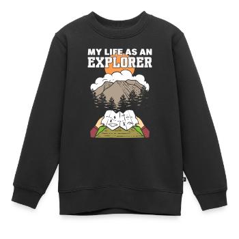 My Life As An Explorer Backpacker - Kinder Premium Organic Sweatshirt - Schwarz - Vorne - AI Model Kid Female (0cm)