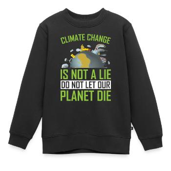 Climate Change Is Not a Lie ! - Kids Premium Organic Sweatshirt - black - Front - AI Model Kid Female (0cm)