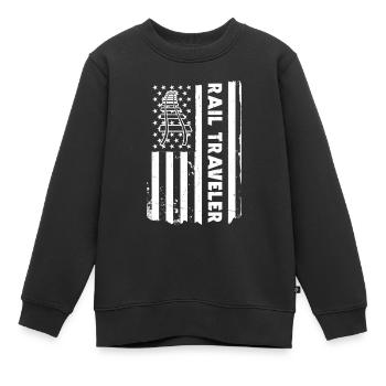 USA Rail Travelling Outfit Trains America - Kids Premium Organic Sweatshirt - black - Front - AI Model Kid Female (0cm)