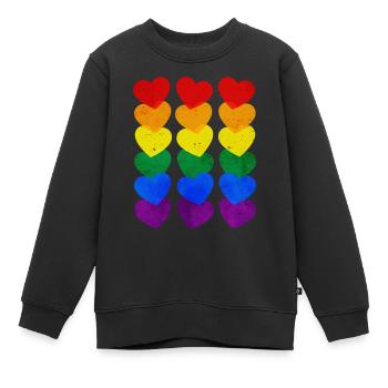 Homosexuell Stolz Regenbogen Flagge Herzen Subtile - Kinder Premium Organic Sweatshirt - Schwarz - Vorne - AI Model Kid Female (0cm)