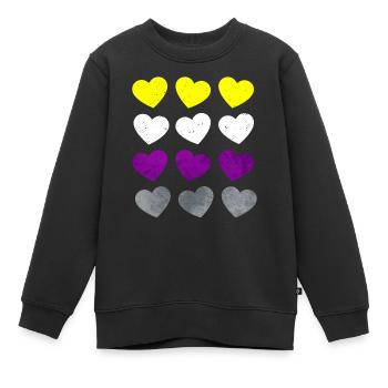 Non Binary, Proud, Flag, Heart, Subtle, LGBTQ - Kids Premium Organic Sweatshirt - black - Front - AI Model Kid Female (0cm)