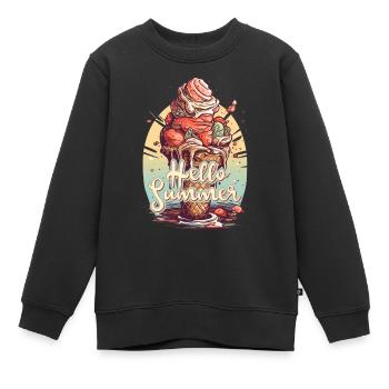 Hello Summer Eis Eiscreme Eisdiele - Kinder Premium Organic Sweatshirt - Schwarz - Vorne - AI Model Kid Female (0cm)