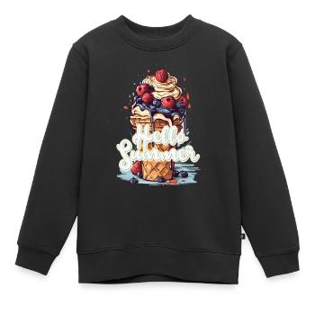 Hello Summer Eis Eiscreme Eisdiele - Kinder Premium Organic Sweatshirt - Schwarz - Vorne - AI Model Kid Female (0cm)