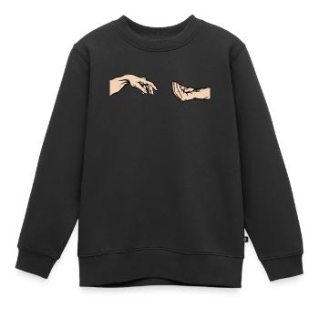 Italienische Handgeste Schöpfung von Adam Parodie - Kinder Premium Organic Sweatshirt - Schwarz - Vorne - AI Model Kid Female (0cm)