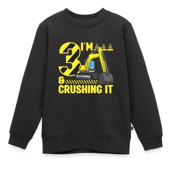Construction Party 3rd Birthday 3 Years Old Digger - Kinder Premium Organic Sweatshirt - Schwarz - Vorne - AI Model Kid Female (0cm)