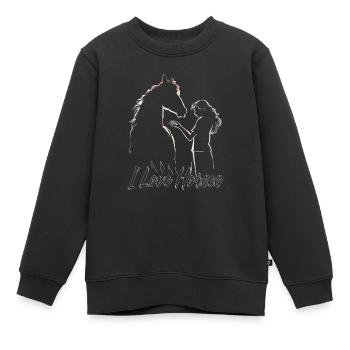 Fille dans une mission Cheval Fille - Sweat Premium enfant bio - noir - Devant - AI Model Kid Female (0cm)