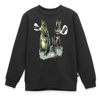 Frosch Kaulquappe Quark Diät Magerquark Wortspiel - Kinder Premium Organic Sweatshirt - Schwarz - Vorne - AI Model Kid Female (0cm)